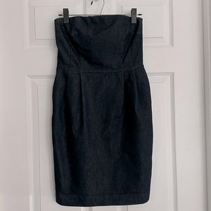 Express strapless dark denim dress